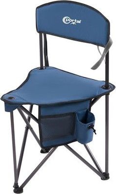 Portal Klapphocker Faltbar mit Rückenlehne Dreibeinhocker 78cm Hoch, 102KG, blau