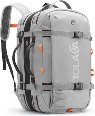 Tolaccea Reiserucksack, Handgepäck Rucksack Flugzeug, grau, 40-50L erweiterbar