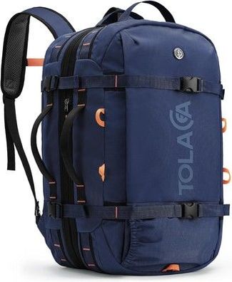 Tolaccea Reiserucksack, Handgepäck Rucksack Flugzeug, blau, 40-50L erweiterbar