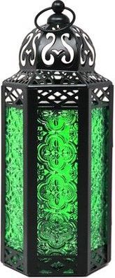 Vela Laterns marokkanische Lampen-Laternen grünes Glas Kerzenhalter (M: 15,2cm)