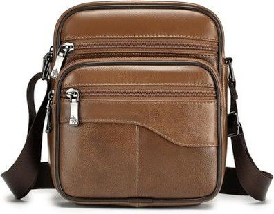 BAGZY Herren-Umhängetasche, Echtleder, kleine Umhängetasche, Herren, Braun