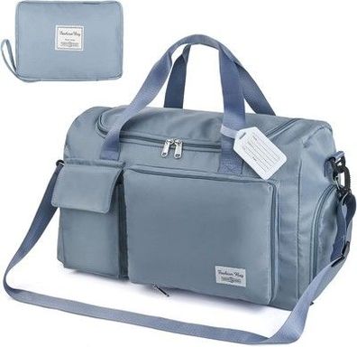 Flintronic 35L Faltbar Reisetasche Gepäcktasche Groß Weekender Sporttasche Blau