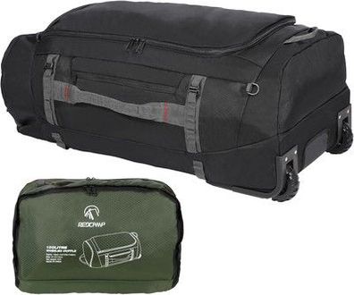 Redcamp 120L Extra Große Reisetasche mit Rollen, Faltbare 2-Rad Trolley schwarz