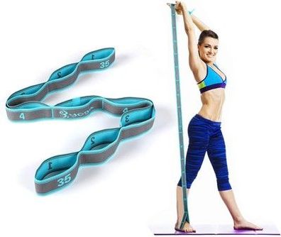 DEHUB Yoga Set, Yoga Stretch Gurt mit 8 Schleifen, Waschbarer, Leicht (Blau)