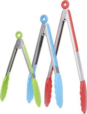 INeibo Grillzange Küchenzange aus Edelstahl Silikon. 18cm + 23cm + 30cm - Set