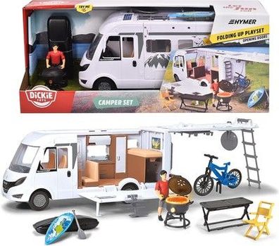 Dickie Toys - Spielzeug Wohnmobil (30 cm) - aufklappbarer Camping-Wagen (weiß)