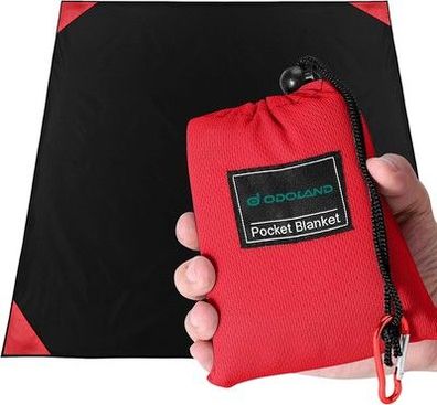 Odoland Picknickdecke 180 x 160 cm Stranddecke Sandabweisende Strandtuch (Rot)