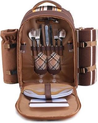 Apollo walker Picknick-Rucksack 2 Personen Picknick Set (Set & Decke) in Braun