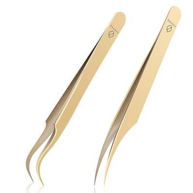 FERYES Wimpernpinzette für Wimpernverlängerung, Delphin- & Stiefelpinzette, Gold