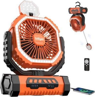 Outdoor Camping Ventilator mit Licht, 20000mAh Akku, wiederaufladbarer, 360°