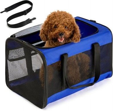 Conlun Hunde-Transporttasche – Tragetasche mit 4-Seitigem Mesh, bis 9kg, Blau