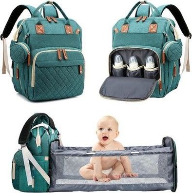 Fexkean Wickeltasche Rucksack Baby Rucksack mit Großer Kapazität Tragbar (Grün)
