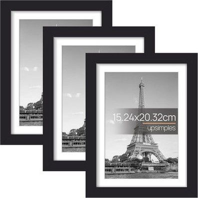 Upsimples 3 Pack Bilderrahmen 15x20cm, Schwarz Rahmen, Frame für Fotos, Bilder
