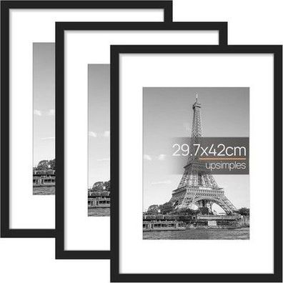 Upsimples 3 Pack Bilderrahmen A3, Rahmen A3 Schwarz, Picture Frame 29,7x42 cm