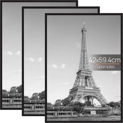 Upsimples 3 Pack Bilderrahmen A2, Bilderrahmen Schwarz für Fotogalerie 42x59.4cm
