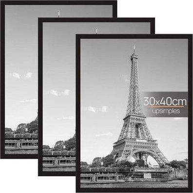 Upsimples 3 Pack Bilderrahmen 30x40cm, Bilder-Rahmen Schwarz für Fotogalerie