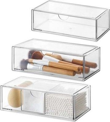 DoocliB Badezimmer Organizer Mini mit Schubladen 3 Set, aus Acrylic 21x21x10cm