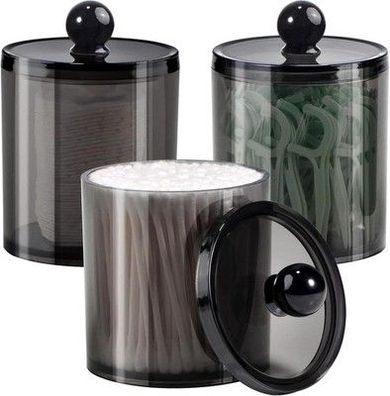 ALINK Kosmetik Organizer, 3 Stk Wattestäbchen Halter, schwarze Apothekergläser