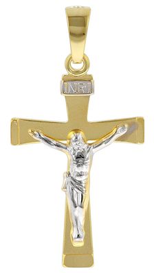 trendor Schmuck Kruzifix-Anhänger für Herren 585 Gold Bicolor 29 mm 78803