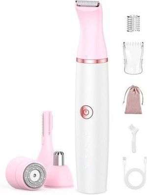 Gesichtsrasierer Frauen Intimrasierer: 4-in-1 Rasierer Damen USB-C Trimmer, weiß