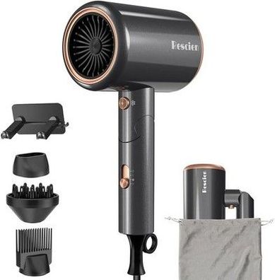 Haartrockner Ionen 2400W Rescien mit Reisebeutel & Halter, 3 Aufsätzen, 3 Modis