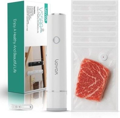 VOYOR Hand-Vakuumierer für Essen mit 5 Beuteln, Vakuumiergerät für Lebensmittel