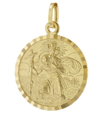 trendor Schmuck Christophorus Gold 585 (14K) Schutzpatron Anhänger 16 mm 51955