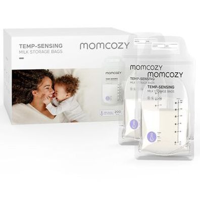 Momcozy Muttermilch-Aufbewahrungsbeutel, 200 Stück, Vorteilspack, Temp-Sensing