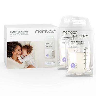 Momcozy Muttermilch-Aufbewahrungsbeutel, 50 Stück Temp-Sensing Verfärbung