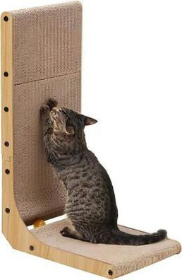 Fukumaru Kratzbrett Katzen, 68 cm hohe L förmige Kratzpappe für Katzen, TIere