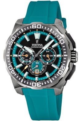 Festina Herrenuhr Chronograph Schwarz/Türkis F20725/6