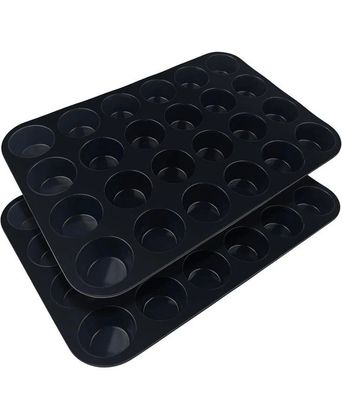 Mini Muffinform aus Silikon, Schwarz, für 24 Muffins, antihaftbeschichtet