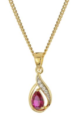 trendor Schmuck Damen-Anhänger Gold 333 synthetischer Rubin an vergoldeter Kette 211