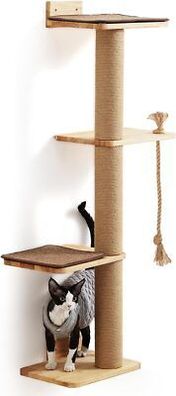 Fukumaru Kratzbaum für Katzen, Wandmontage, 127,7 cm, Katzenbaum mit Katzenbett