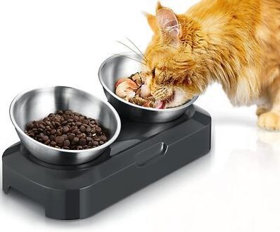 Katzennapf-15° Kipphals-Schutzschale Edelstahl, Napf für Katzen (15 x 15 x 8 cm)