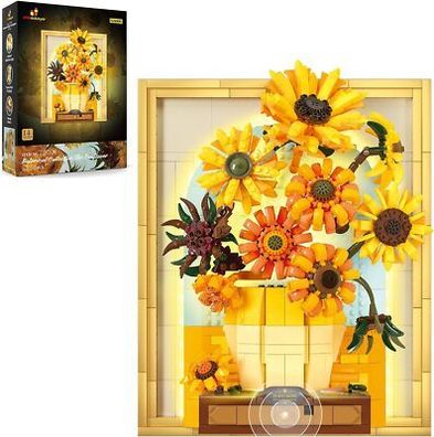 JMBricklayer Blumen Sonnenblumen Bausets für Erwachsene mit Lichtern 70004, Deko