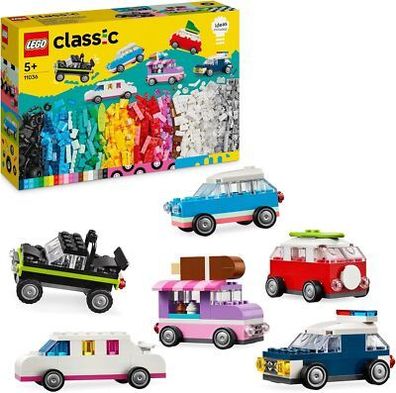 LEGO Classic Kreative Fahrzeuge, Bausteine-Set, Bunte Modellautos inkl. LKW