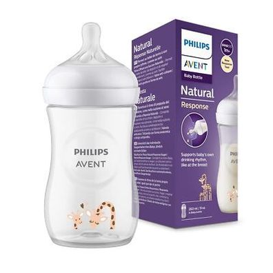 Philips Avent Babyflasche Natural Response Babyflasche 260 ml, BPA-frei, Giraffe