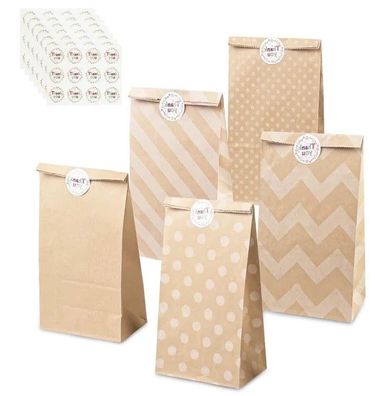 Relota 50 stück papiertüten braun, kraftpapier kindergeburtstag mit 84 aufkl