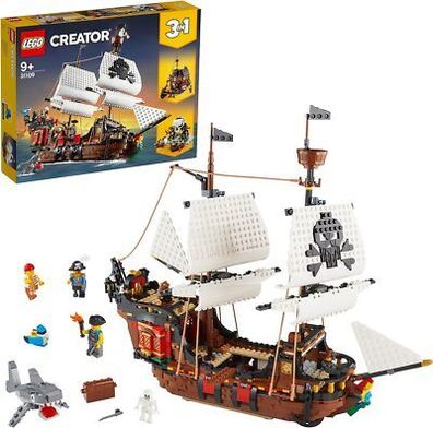 LEGO Creator 3-in-1 Piratenschiff Set, Spielzeug mit 3 Baumöglichkeiten, Bauset