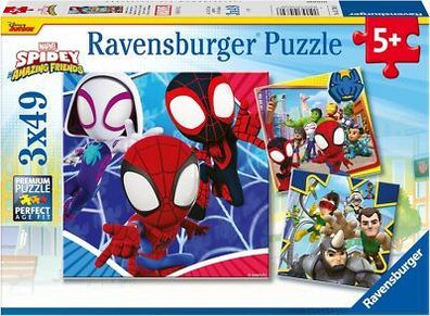 Ravensburger Kinder-Puzzle 05730 - Spideys Abenteuer - 3x49 Teile (21x21cm)