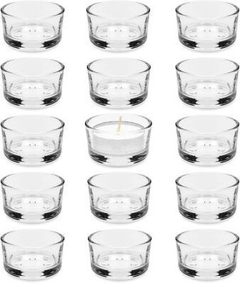 Teelichtgläser Set, Teelicht (15er Pack) Teelichthalter 4,5 cm, Teelicht Gläser