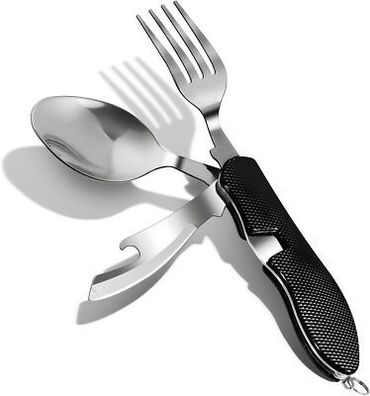 ZIMAIC Camping-Besteck Klappbesteck, Edelstahl 4-in-1 Feldbesteck, Outdoor