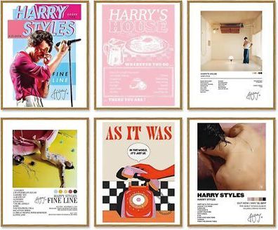 6x Harry Styles Leinwand-Drucke Ungerahmt Fan-Poster (20,3 x 25,4 cm) Bilder