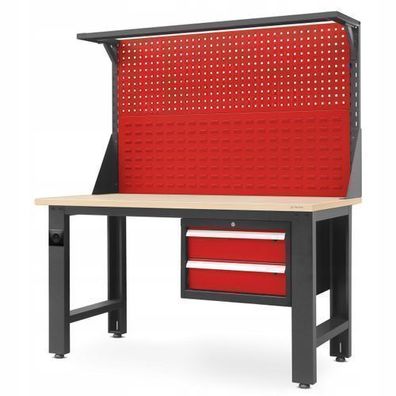 Werkbank mit Lochwand Werktisch Arbeitsplatte mit 2 Schubladen 150 x 170 x 75 cm