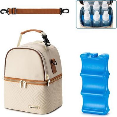 Babeyer Muttermilch-Kühltasche mit Kühlakku für 6 Babyflaschen bis 270ml, Tasche