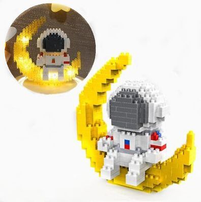 HIGH GODO Space Astronaut Mini Klemmbausteine Set mit LED, 338 teiliges Bau-Set