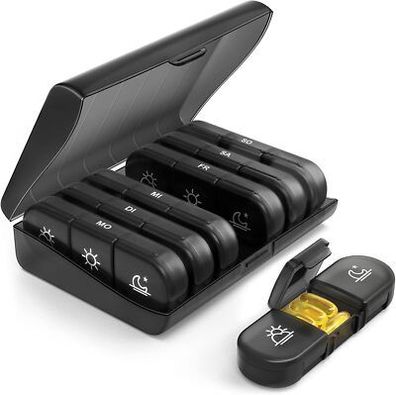 AUVON wöchentlicher Pillendose 7 Tage 3 Fächer, tragbare Tablettenbox, Tabletten