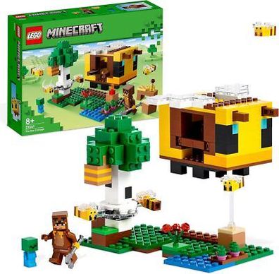 LEGO 21241 Minecraft Das Bienenhäuschen Farm-Spielzeug mit baubarem Haus, Kinder