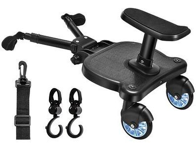 Buggy Board für alle Kinderwagen, Vihir Kiddy Board mit Sitz, Zubehör, schwarz